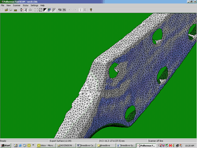 Scan of detailed guitar neck, put into mesh form for detailed measurements.